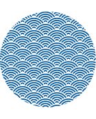 4 ronde placemats Japanese waves 3 blauw - D.40 cm