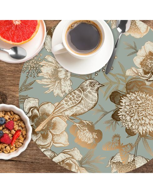 4 manteles redondos con forma de pájaro, 1 multicolor - D.40 cm