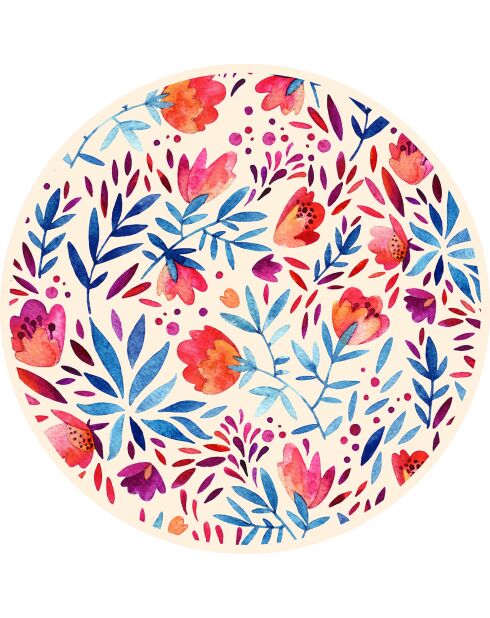 4 Sets de table ronds à motifs floraux multicoloress multicolores - D.40 cm