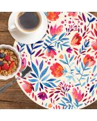 4 Sets de table ronds à motifs floraux multicoloress multicolores - D.40 cm