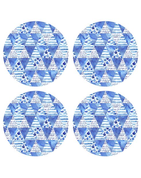 4 tovagliette rotonde blu Mar Adriatico - D.40 cm