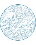 4 tovagliette rotonde blu Mar del Giappone - D.40 cm