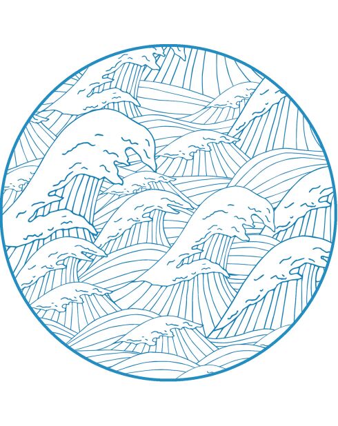 4 tovagliette rotonde blu Mar del Giappone - D.40 cm