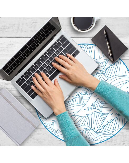 4 tovagliette rotonde blu Mar del Giappone - D.40 cm