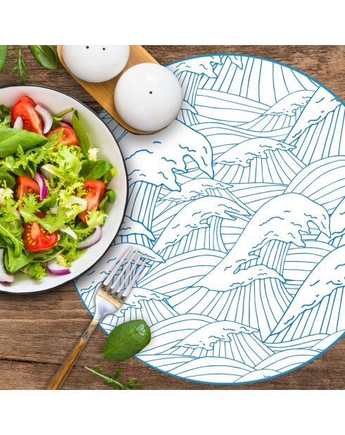 4 tovagliette rotonde blu Mar del Giappone - D.40 cm