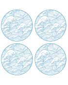 4 tovagliette rotonde blu Mar del Giappone - D.40 cm