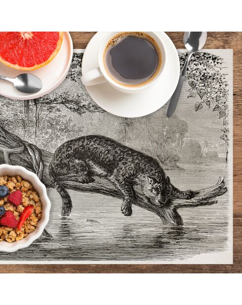 4 tovagliette rettangolari multicolore Leopardo nel fiume - 30x45 cm