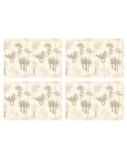 4 Sets de table rectangulaires Trees sépia - 30x45 cm