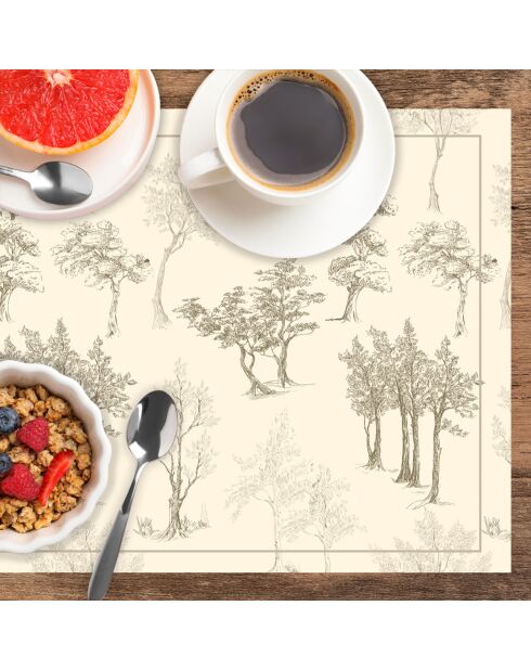 4 Sets de table rectangulaires Trees sépia - 30x45 cm