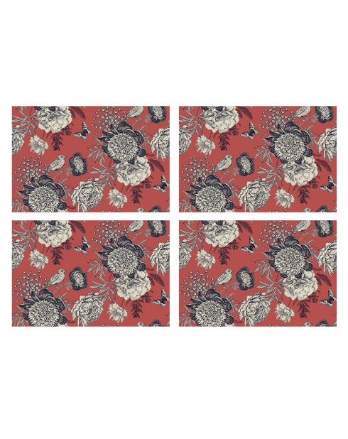 4 tovagliette rettangolari bird 8 multicolore - 30x45 cm