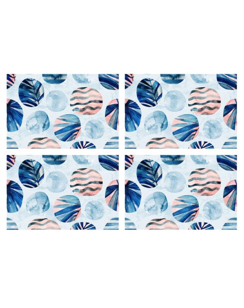 4 Sets de table rectangulaires Mer du Pacifique multicolores - 30x45 cm
