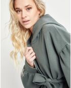 Manteau 3/4 léger 100% Laine à capuche kaki