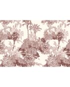 4 rechthoekige placemats met rode palmboomprint - 30x45 cm