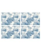 4 tovagliette rettangolari blu con stampa palme - 30x45 cm