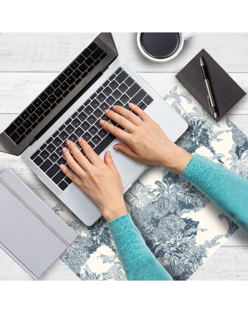 4 rechteckige Tischsets mit blauem Palmenmuster - 30x45 cm