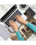 4 rechthoekige placemats sepia olifantenfamilie - 30x45 cm