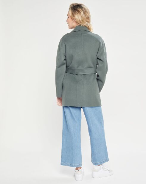 Manteau 3/4 léger 100% Laine kaki