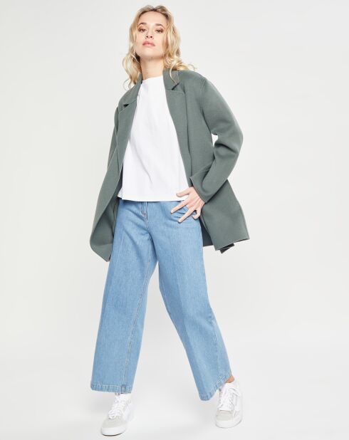 Manteau 3/4 léger 100% Laine kaki