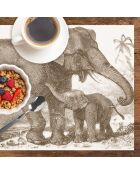 4 Sets de table rectangulaires éléphants sépia - 30x45 cm
