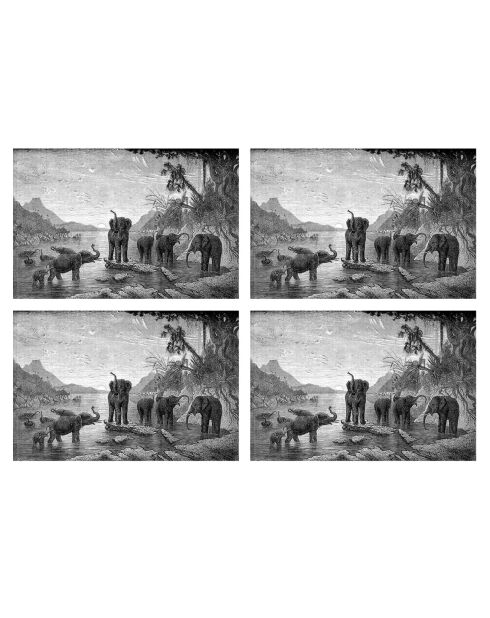 4 tovagliette rettangolari multicolori elephant_family - 30x45 cm