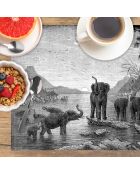 4 Sets de table rectangulairess elephant_family multicolores - 30x45 cm