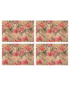4 Sets de table rectangulairess motif japonais 2 multicolores - 30x45 cm