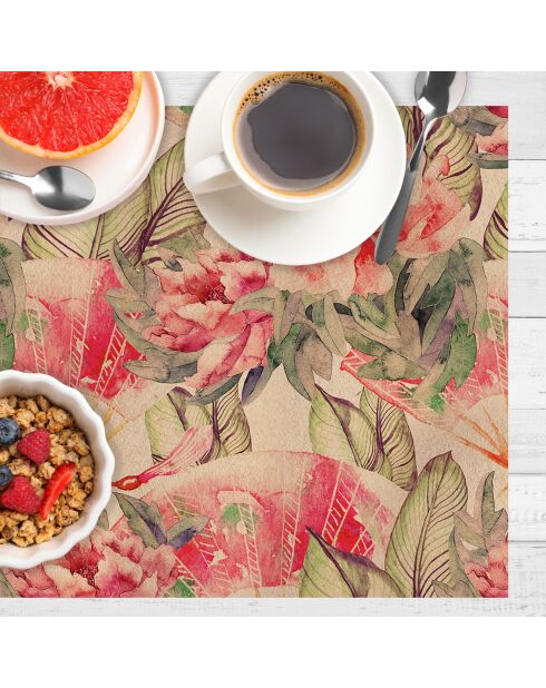 4 Sets de table rectangulairess motif japonais 2 multicolores - 30x45 cm