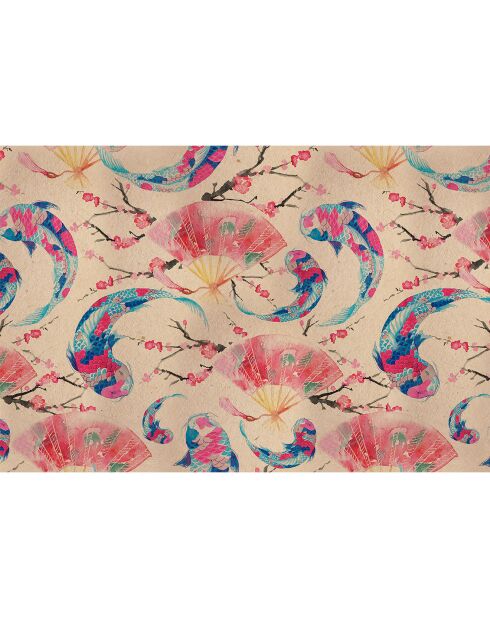 4 manteles individuales rectangulares con motivos japoneses, 1 multicolor, 30 x 45 cm