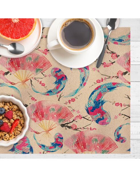 4 manteles individuales rectangulares con motivos japoneses, 1 multicolor, 30 x 45 cm