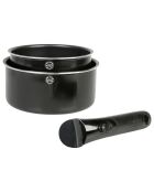 2 Casseroles avec manche amovible pressé Family induction noires - D.16/20 cm