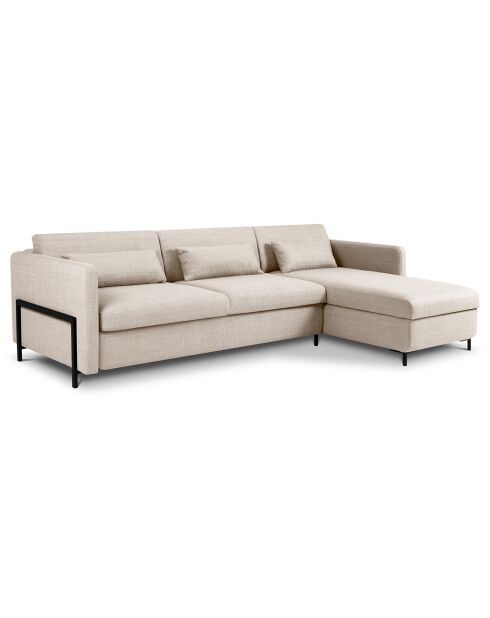 Yanis Ecksofa für 5 Personen, umwandelbar, rechts, mit Box, 280 x 170 x 80 cm, Beige