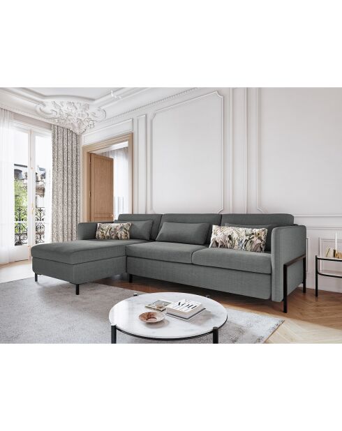 Yanis Ecksofa für 4 Personen, ausziehbar, links, mit Kommode, 260 x 170 x 80 cm, Grau