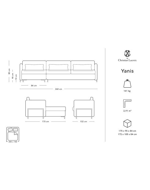 Canapé d'angle Gauche Convertible avec Coffre Yanis 4 Places beige - 260x170x80 cm