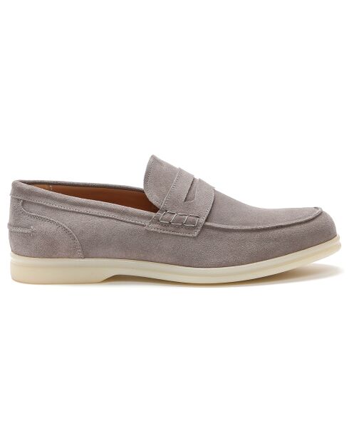 Mocassins en Velours de Cuir Gio taupe