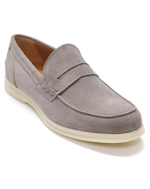 Mocassins en Velours de Cuir Gio taupe