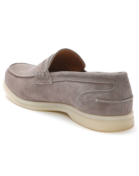 Mocassins en Velours de Cuir Gio taupe