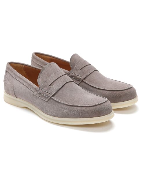 Mocassins en Velours de Cuir Gio taupe