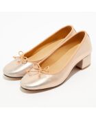 Ballerines trotters en Cuir irisé Diane roses - Talon 4 cm