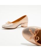 Ballerines trotters en Cuir irisé Diane roses - Talon 4 cm