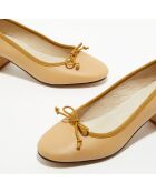 Ballerines trotters en Cuir verni Diane camel - Talon 4 cm