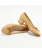 Ballerines trotters en Cuir verni Diane camel - Talon 4 cm