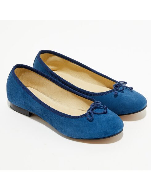 Ballerines en Velours de Cuir Jeanne marine