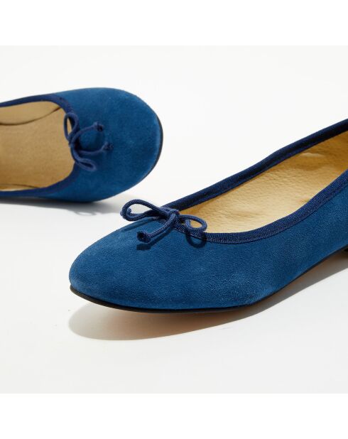 Ballerines en Velours de Cuir Jeanne marine