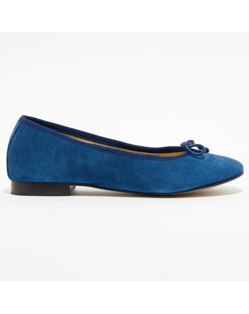 Ballerines en Velours de Cuir Jeanne marine