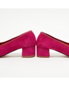 Ballerines trotters en Velours de Cuir Diane fuchsia - Talon 4 cm