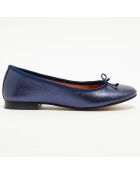 Ballerines en Cuir irisé Jeanne bleu marine