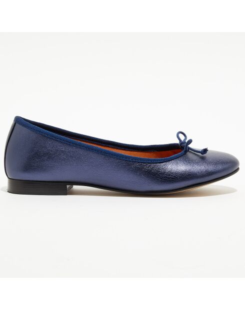 Ballerines en Cuir irisé Jeanne bleu marine