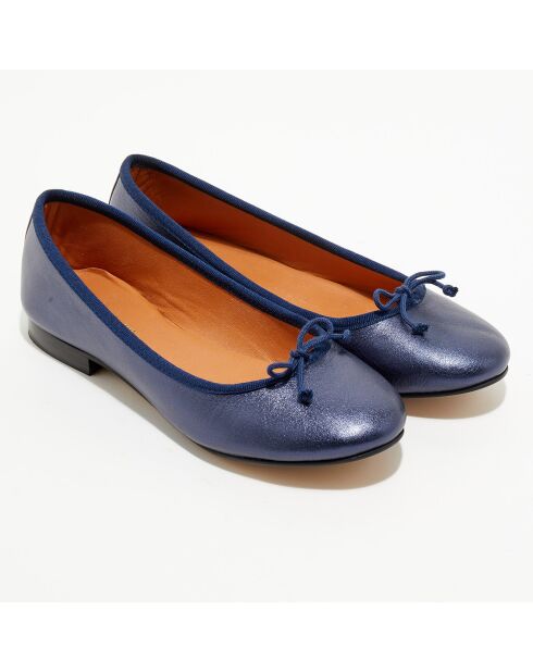 Ballerines en Cuir irisé Jeanne bleu marine