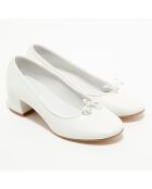 Ballerines trotters en Cuir Diane blanches - Talon 4 cm