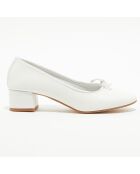 Ballerines trotters en Cuir Diane blanches - Talon 4 cm